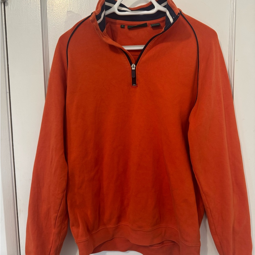 Bobby Jones Orange Quarter-Zip Pullover with Navy Trim